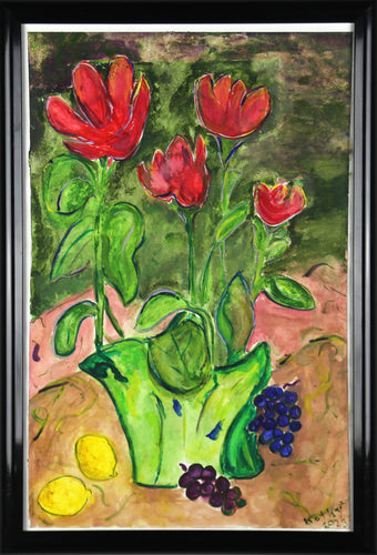 Tulips in Green Glass